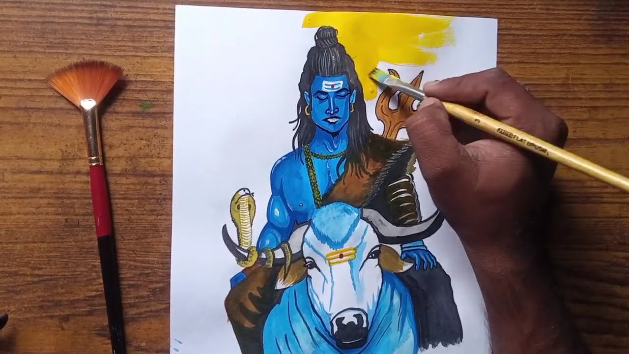 Lord SIVA oil Painting 🖌️#Siva#oil Painting#step by step#learning# vedio#youtubevedio 