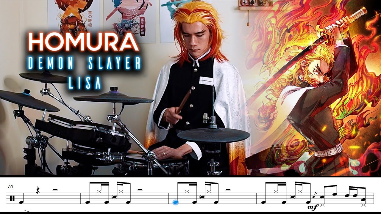 炎 Homura Drum Cover x Sheet Music Tutorial | Demon Slayer Mugen Train OST LiSA