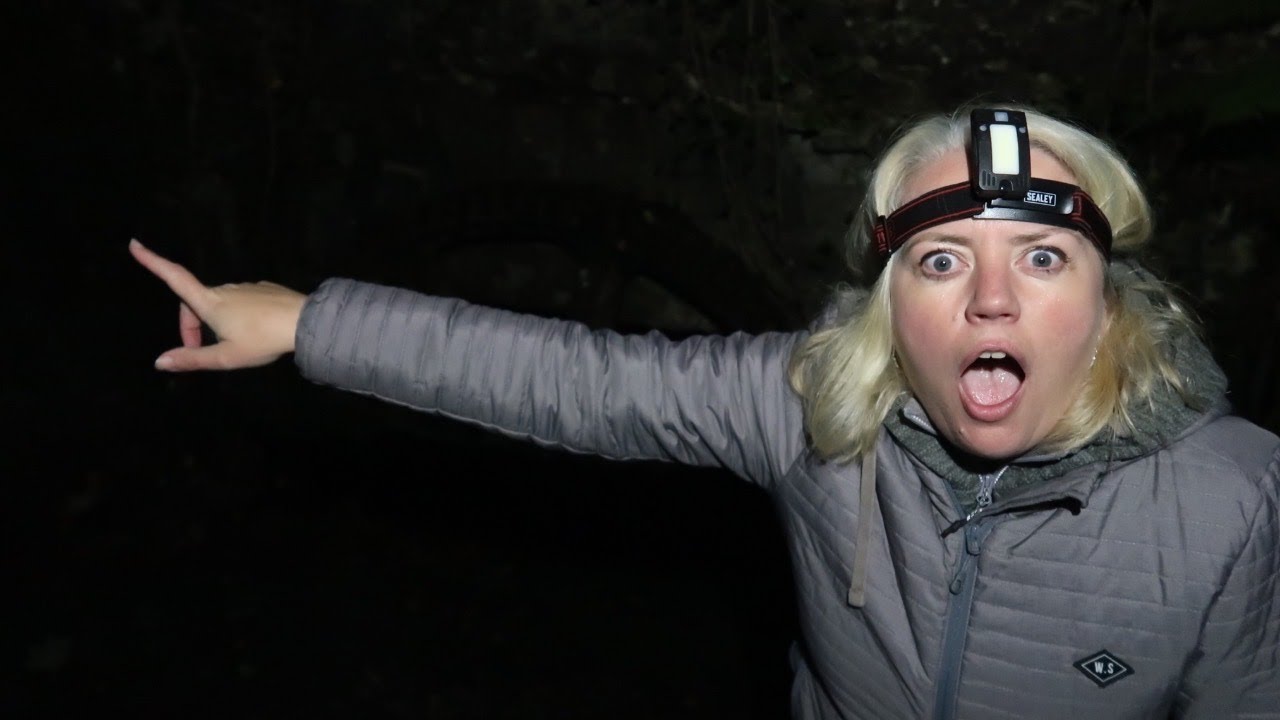 Ghostly, skeleton figure caught on camera? Haunted Woodland at night Kennall Vale, Cornwall