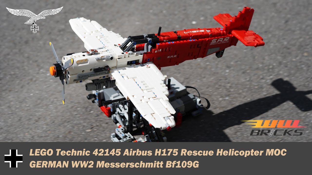WW2 Messerschmitt Bf109G Rebuilt with LEGO Technic 42145 Airbus H175 Rescue Helicopter #legotechnic