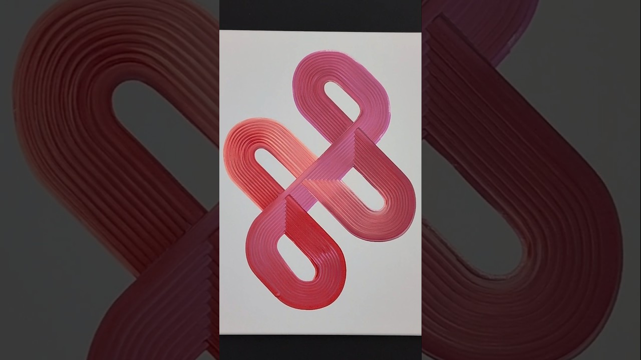 Red abstract acrylic painting on canvas 