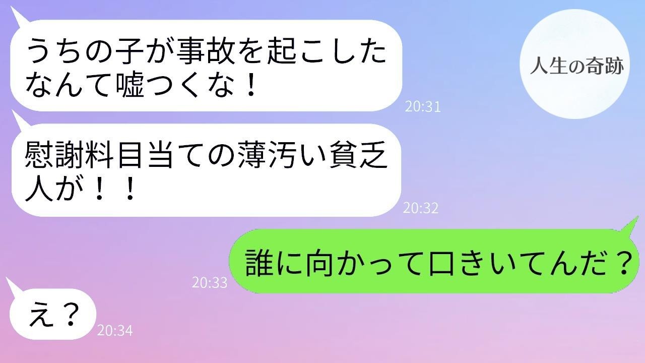 息子の事故なのに母親が被害者の私を責め立て「慰謝料目当てだろ！」→しかし私の一言で、強気だった親子は