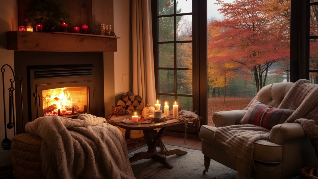 Cozy Cabin in Autumn 🍂 Warm Fireplace Ambience | Relax, Study, Sleep
