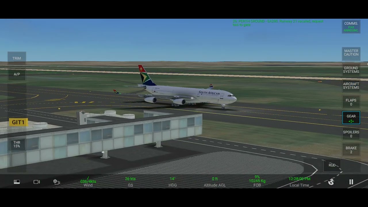 RFS Real Flight Simulator Airbus A340-200 South African Johannesburg to Perth Intl Full Landing.#rfs