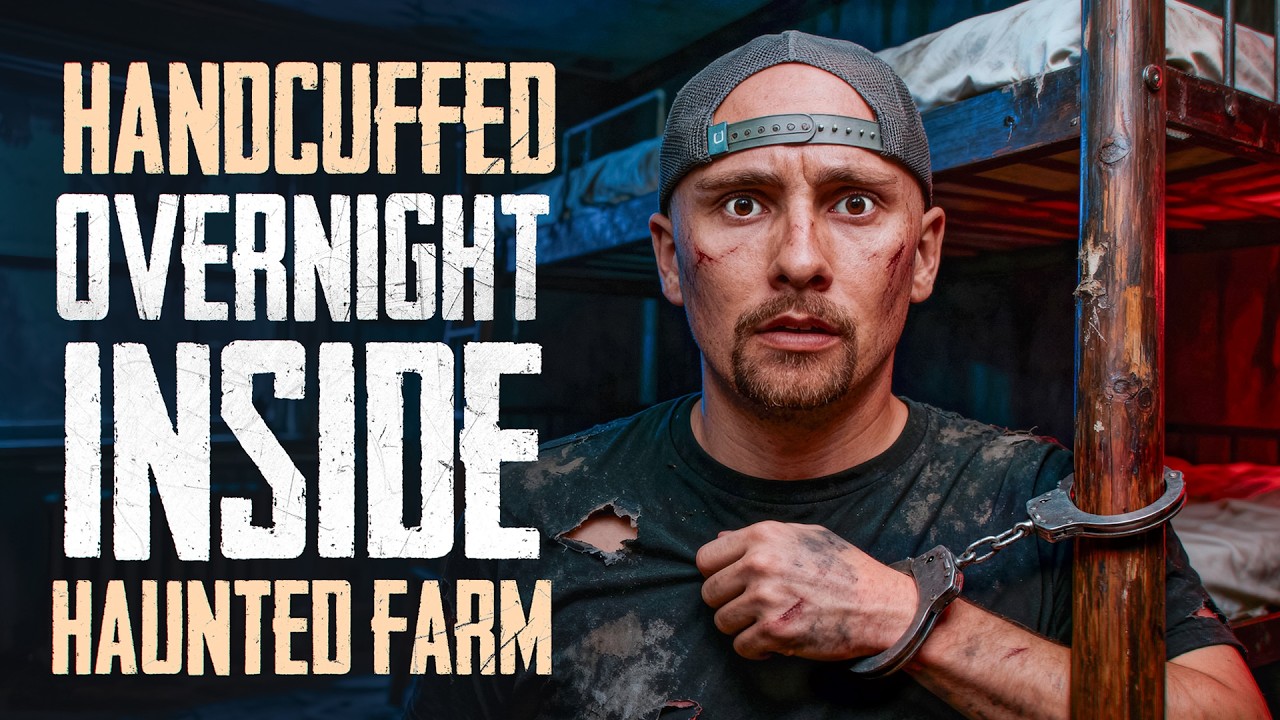 HANDCUFFED OVERNIGHT INSIDE HAUNTED FARM (VERY SCARY)
