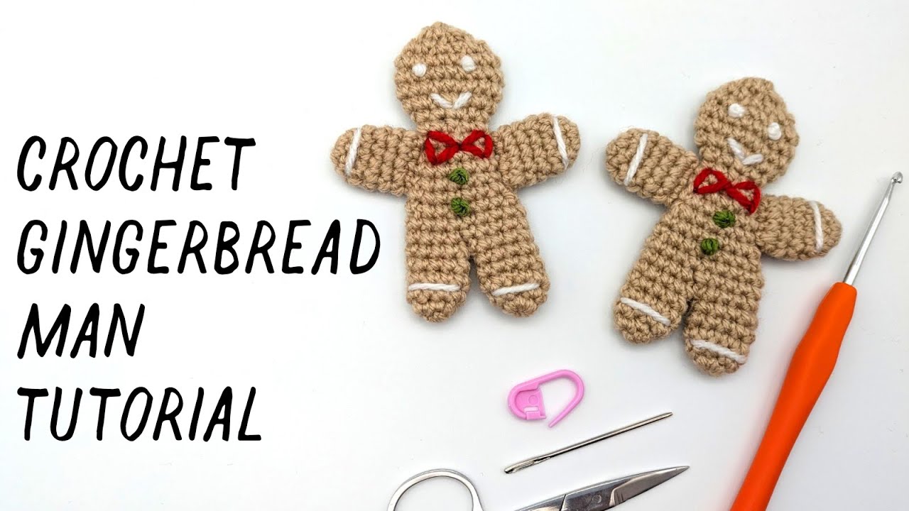 How to crochet this mini gingerbread man
