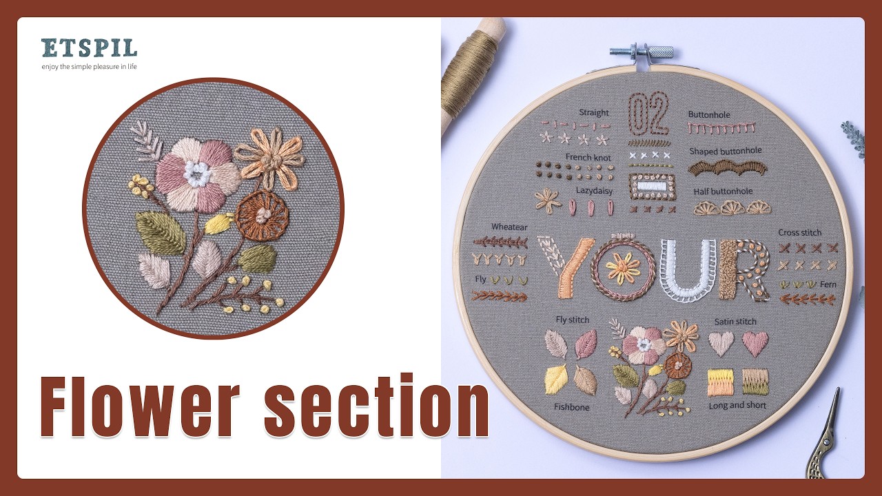 Easy Floral 🌸| Easy Beginner Embroidery Tutorial – Step by Step | ETSPIL E2892