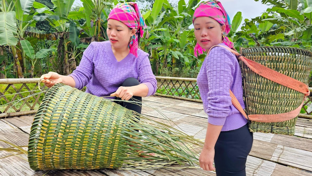 How to Weave Bamboo Baskets, Harvest Cabbages in the Garden to Sell at the Market | Trieu Mai Huong.