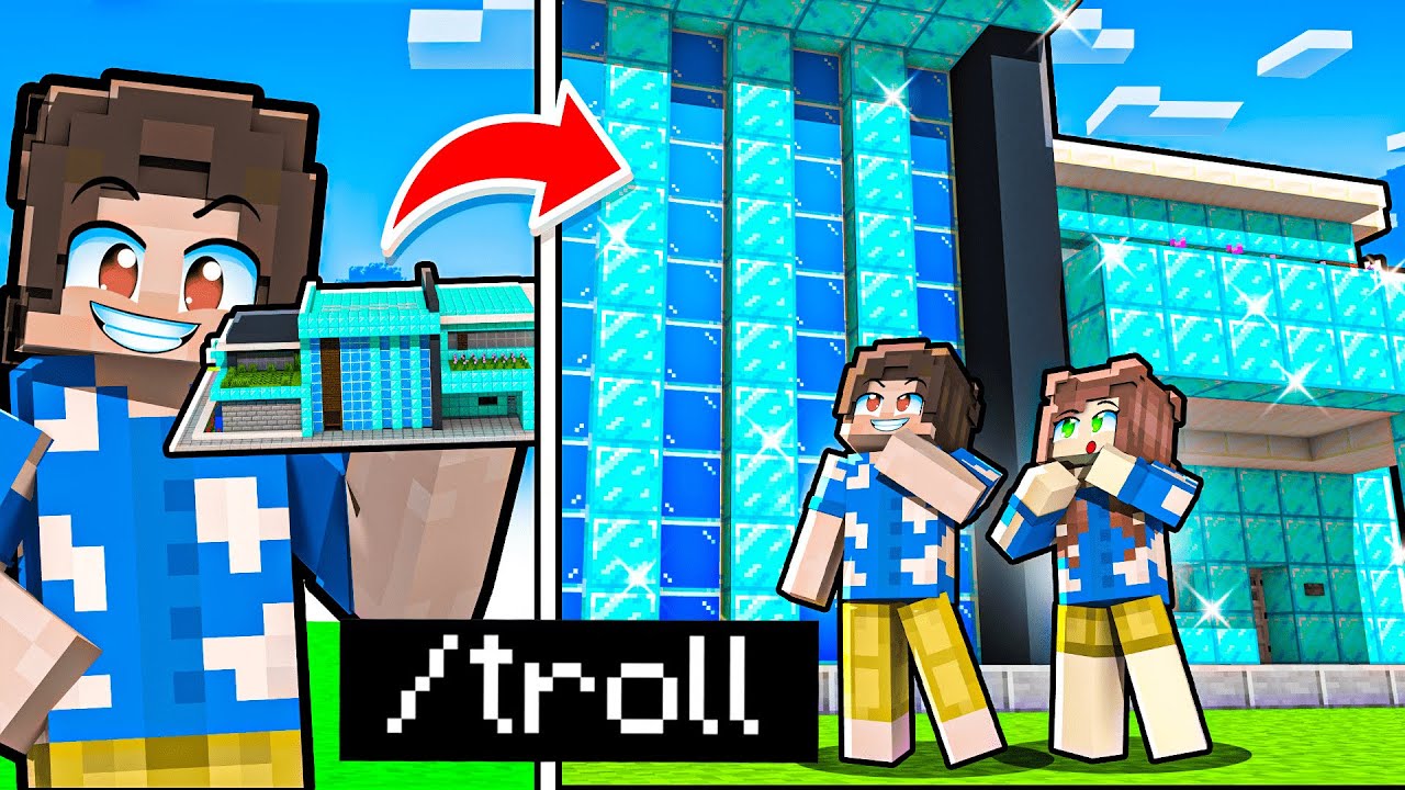 Minecraft'ta MİNİK EVLERİ DEVASA YAPTIM HERKESİ TROLLEDİM 😂 💎