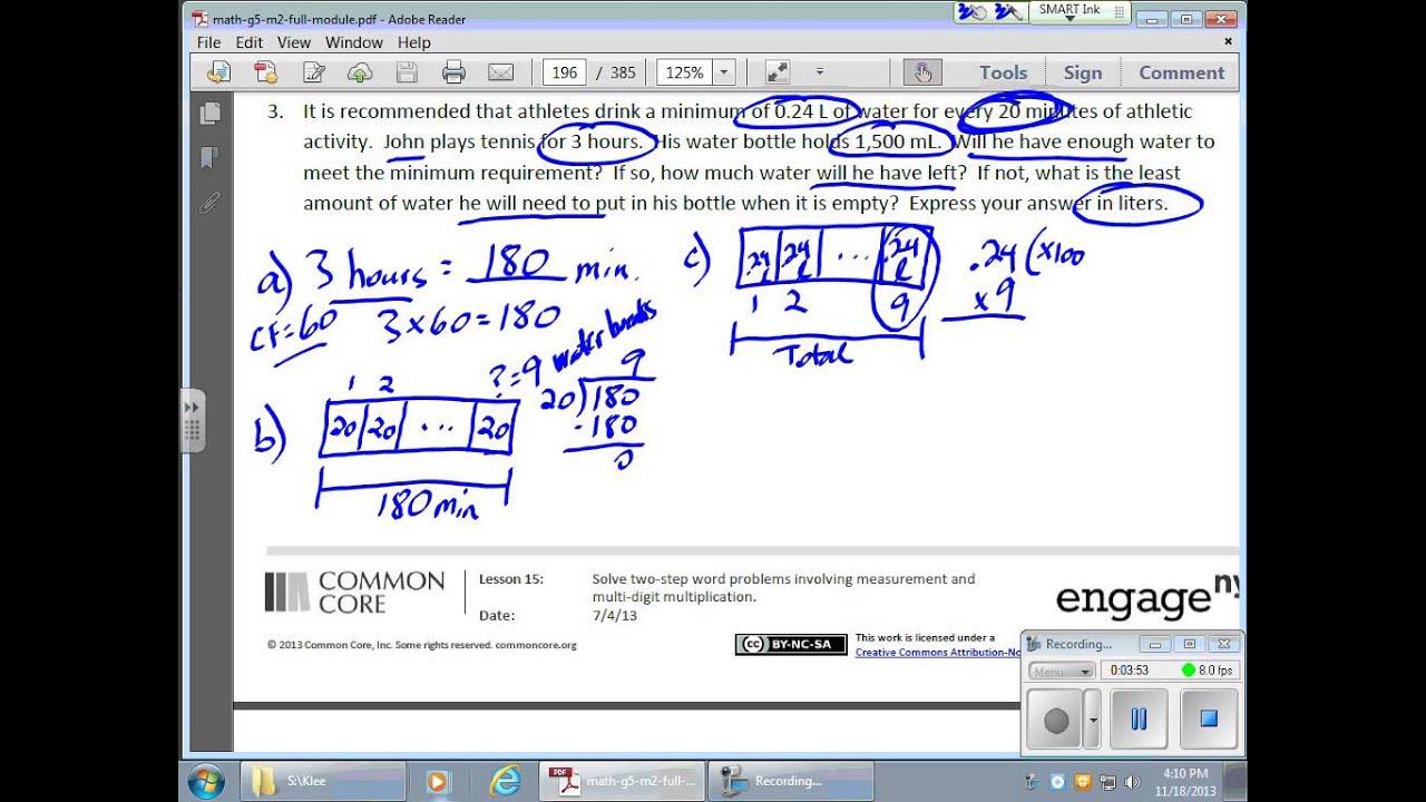 November 18   Module 2   Lesson 15   Multi Step Problems Using Equivalent Measurements and Multi Dig