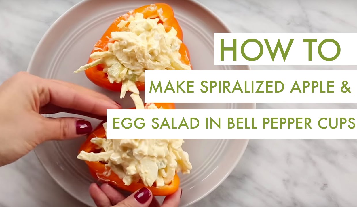 Spiralized Apple and Egg Salad in Bell Pepper Cups I Gluten Free Spiralizer Recipe