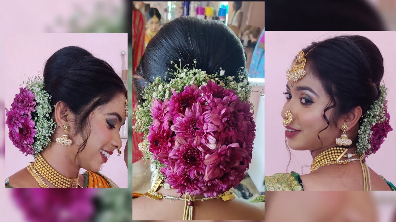 Bridal hairstyle with flower bun ll Low bun ll original flower Bun ll ❤️