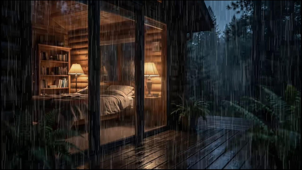 Quiet Rainy Forest Cabin 🌲 | Slow rain ambience with natural rain sounds for night relaxation