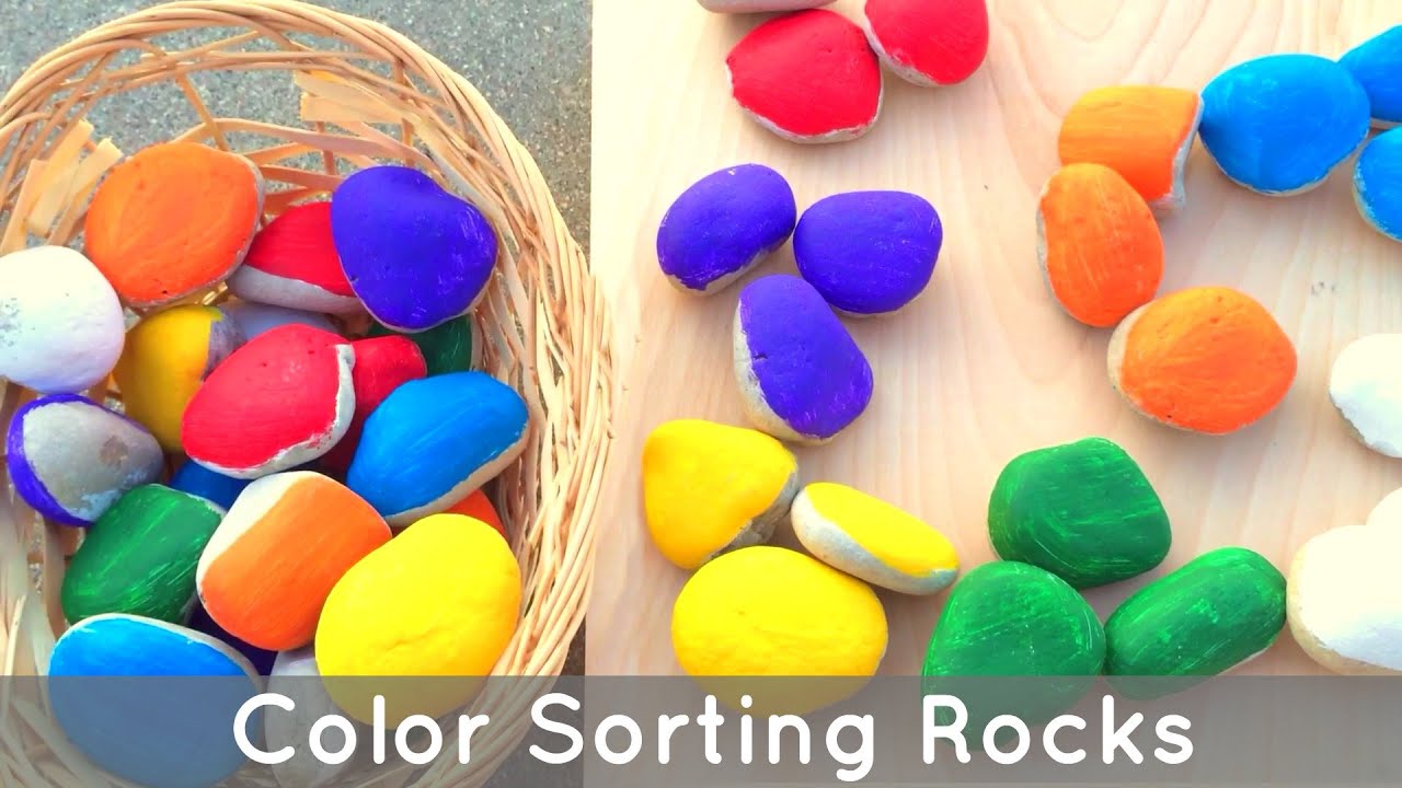 Color Sorting Rocks Preschol and Kindergarten Learning Activity