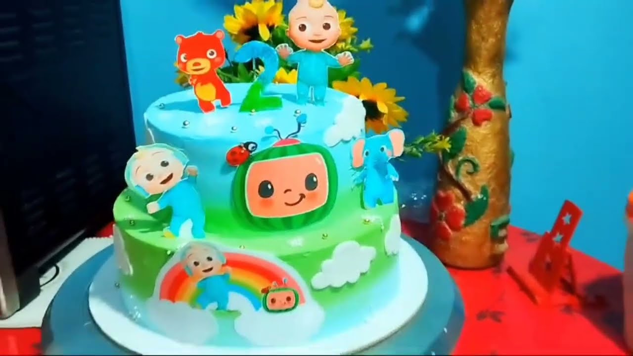 Cocomelon theme cake (কোকো মেলোন থিম কেক ডিজাইন এবংডেকোরেশন) #viralvideo #cocomelonthemecake #cake