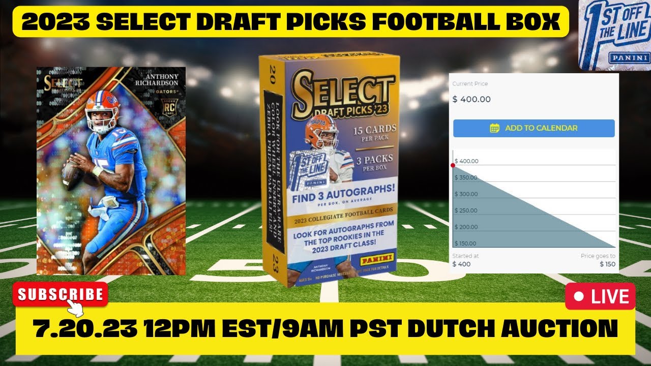 FOTL 2023 SELECT DRAFT PICKS COLLEGIATE FOOTBALL HOBBY BOX DUTCH AUCTION