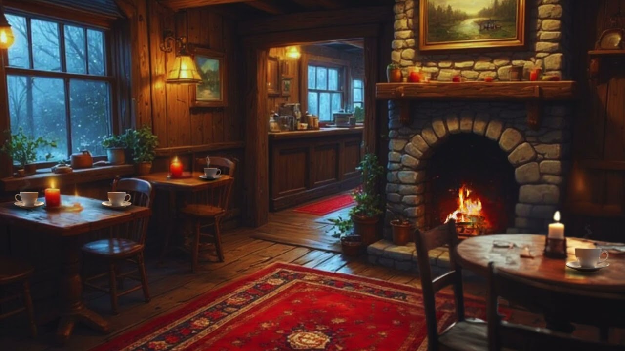 Rainy Night Vibes: Cozy Cottage Inn with Smooth Jazz And Warm Fireplace.