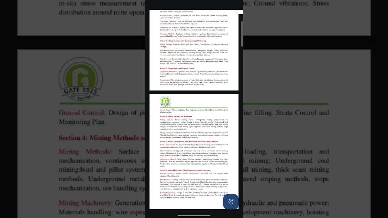 GATE 2025 MINING ENGINEERING SYLLABUS