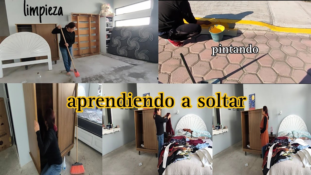 🛑limpieza y depuración 🧹de ropa y cobijas ya saqué la caja/ pintando la banqueta 🚧