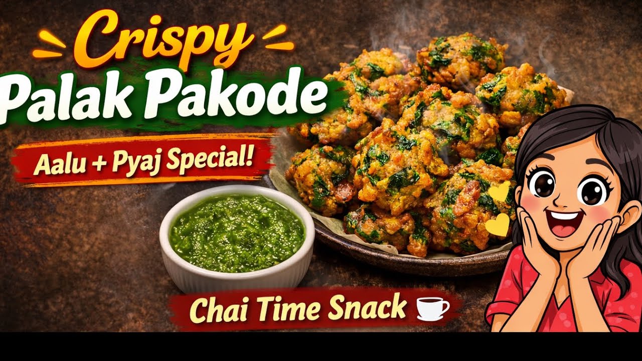 Crispy Aloo Pyaj Palak Pakoda 😍 | Barish Special Nashta #glutenfreewithindu #glutenfreediet #food 