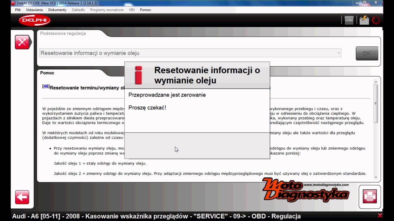 Instrukcja Autocom Delphi - Kasowanie informacji o wymianie oleju -  reset kontrolki serwisowej.