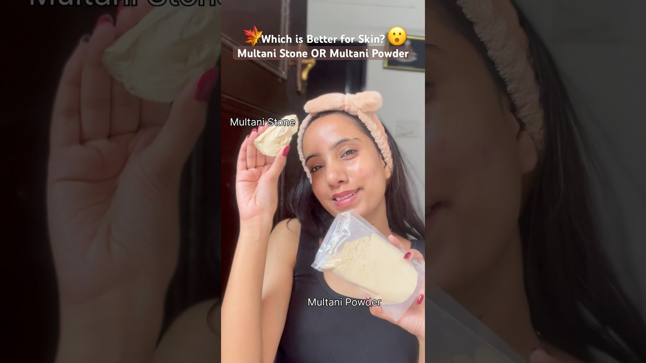 Multani Mitti Stone vs Powder 😮✨ #multanimitti #skincare #ytshorts #shorts #youtubeshorts