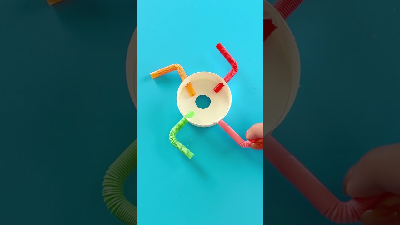 DIY spinner toy 😍 with Straw 🥤#kids#diytoy#kidsvideo