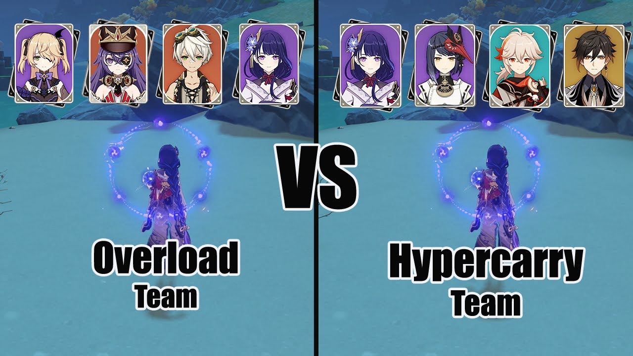 Hypercarry VS Overload Team Raiden Shogun - Genshin Impact