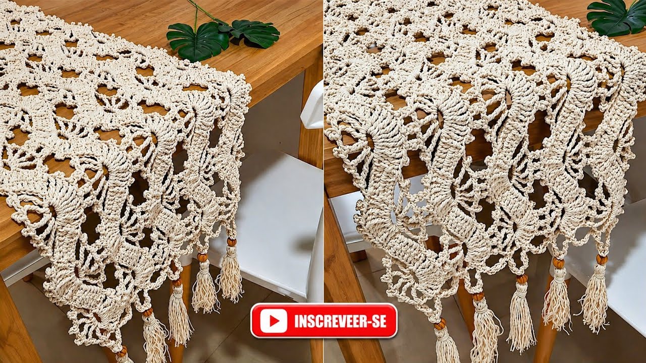 TRILHO DE MESA RENDA COM EFEITO ZIGUE-ZAGUE  - TUTORIAL CROCHÊ PASSO A PASSO