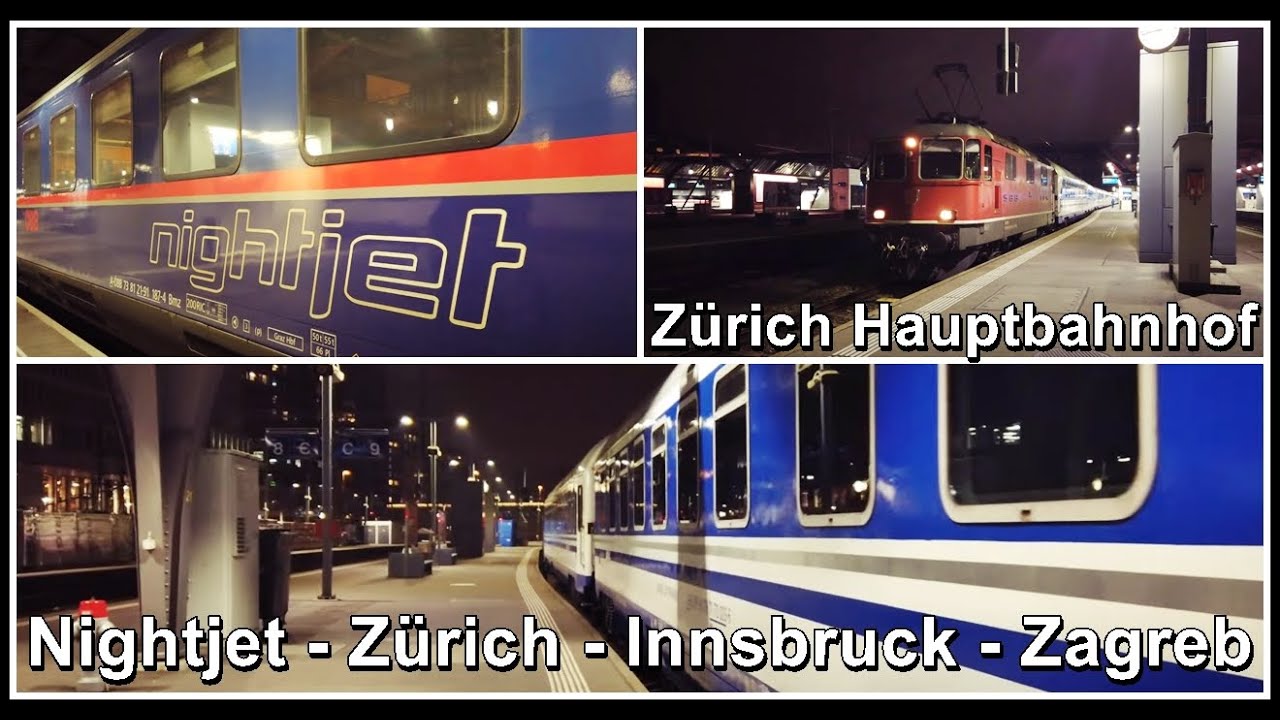 Abfahrt eines ÖBB Nightjet / Zürich-Innsbruck-Zagreb / Hauptbahnhof Zürich, Schweiz 2021