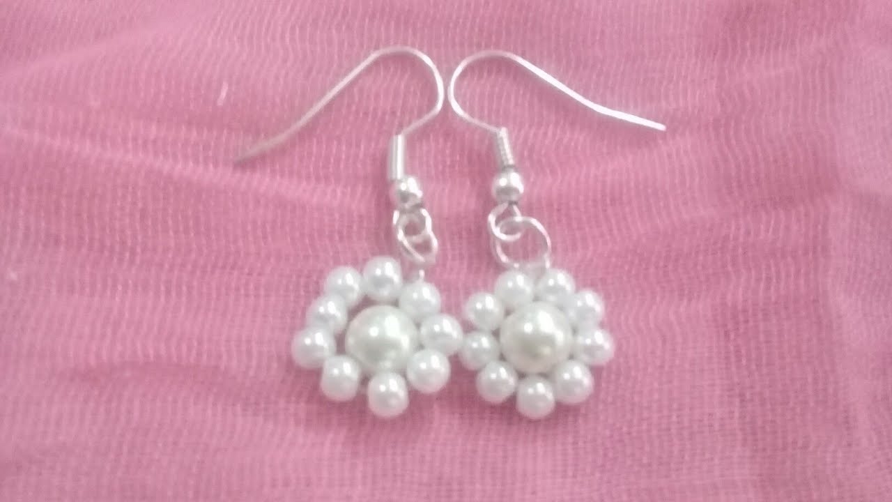 ✔✔ Hacer aretes de Flor con Perlas / 制作珍珠首饰耳环 çiçek şekilli küpeler