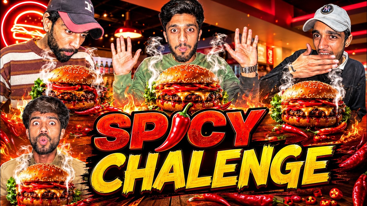 Spicy 🥵 burger challenge🤣check reaction🤭