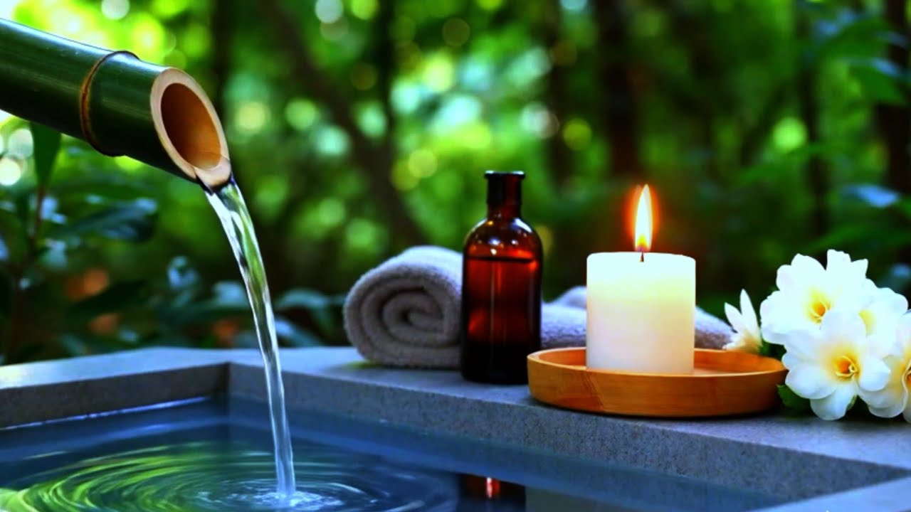 Relaxing Sleep Music with Bamboo Water Sound🌿Insomnia Relief,Calm Anxiety,Stress Relief & Meditation
