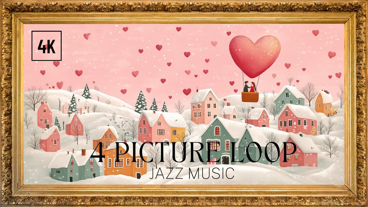 Romantic village: Valentine Gold Framed TV Art 4K with Jazz Music | TV Background and wallpaper