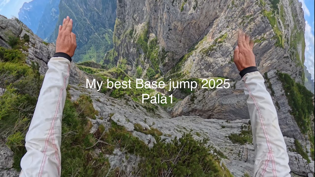 My best Base Jump so far. Pala 1 in Dolomites using a Onesie Power suit