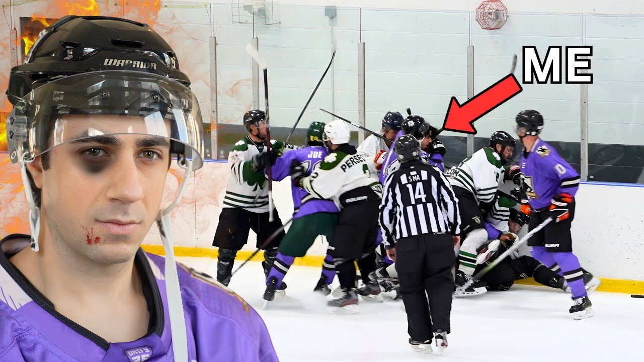 HUGE BRAWL IN MEN'S LEAGUE HOCKEY!