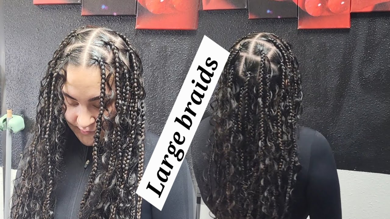 Knotless braids on long hair. 