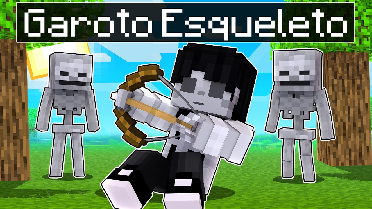 JOGANDO como um GAROTO ESQUELETO no Minecraft