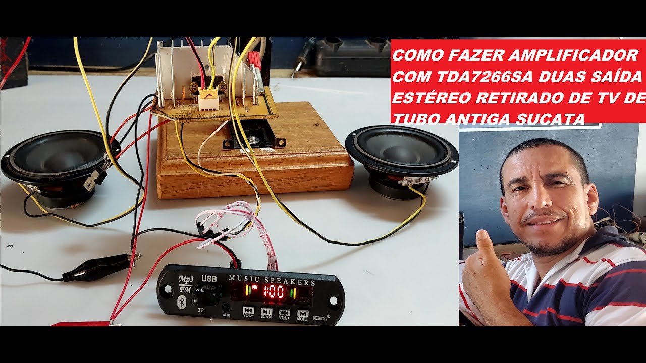 COMO FAZER AMPLIFICADOR COM TDA7266SA DUAS SAÍDA ESTÉREO RETIRADO DE TV DE TUBO ANTIGA SUCATA