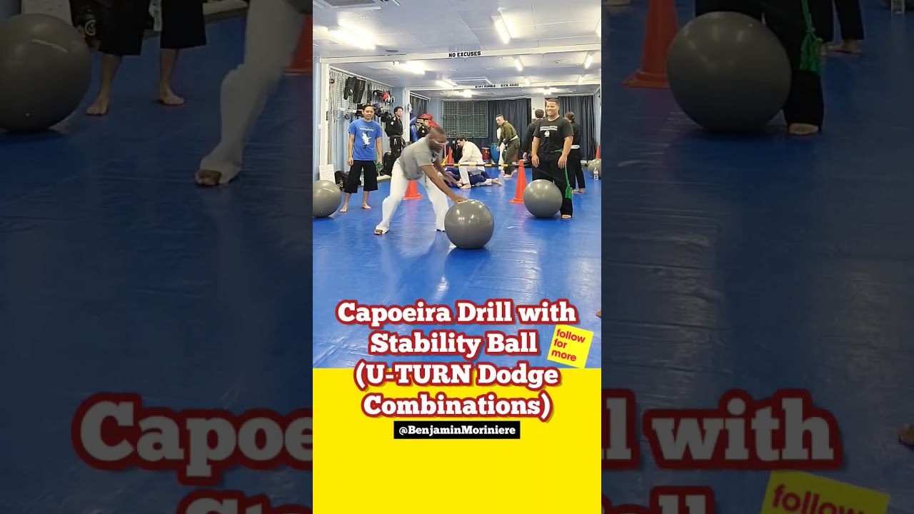 Capoeira Martial Arts Drills  with the Stability Ball - U Turn Dodge Combinations
