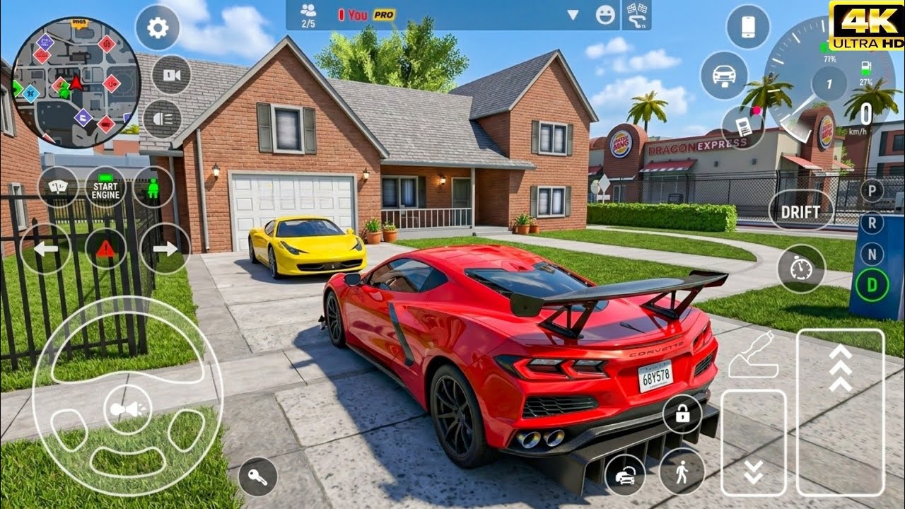 Chevrolet Corvette C8 & Ferrari 458 - Car Parking Driving School Gameplay | 4K Ultra Graphics