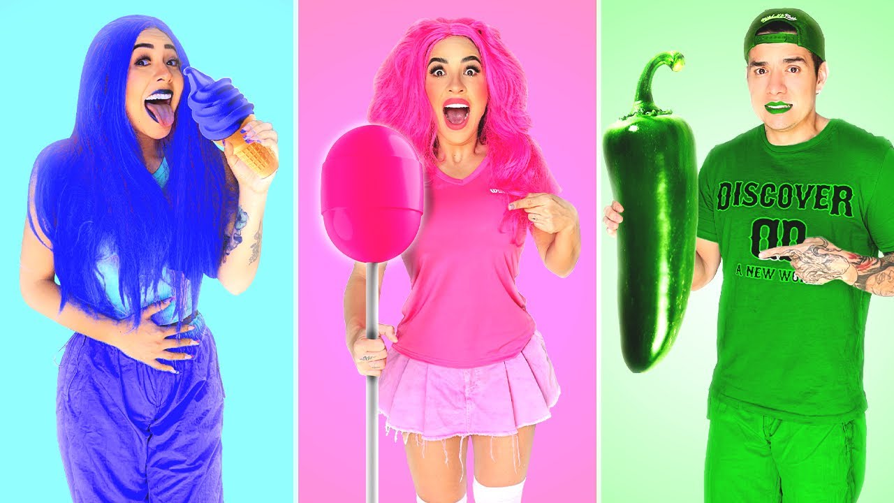 24 HORAS COMIENDO Y VIVIENDO DE UN SOLO COLOR 😨 ¿quién gano el desafío? | Karla Bustillos