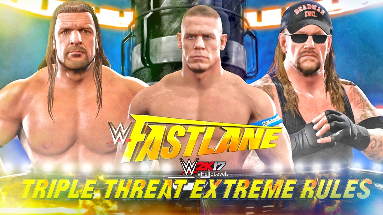 WWE 2K17 John Cena vs Undertaker vs Triple H | EXTREME RULES TRIPLE THREAT PS4 Gameplay Match