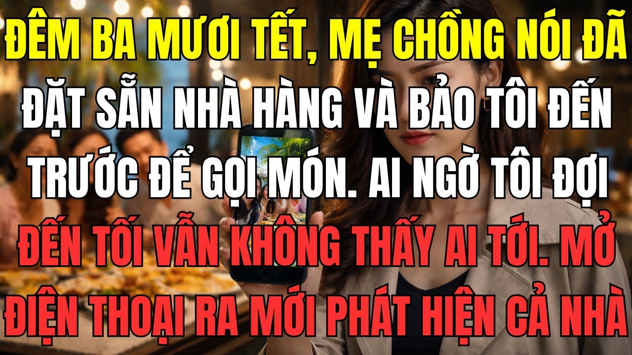Đêm ba mươi Tết, mẹ chồng nói đã đặt sẵn nhà hàng và bảo tôi đến trước để gọi món. Ai ngờ tôi đợi đế