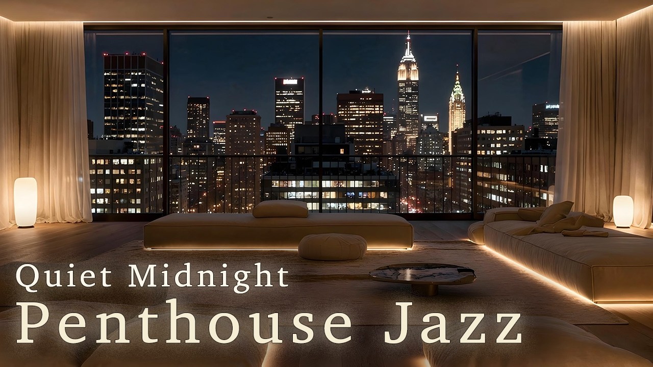 [4K] Quiet Midnight Jazz — New York Penthouse Lounge Jazz | Above The City Jazz