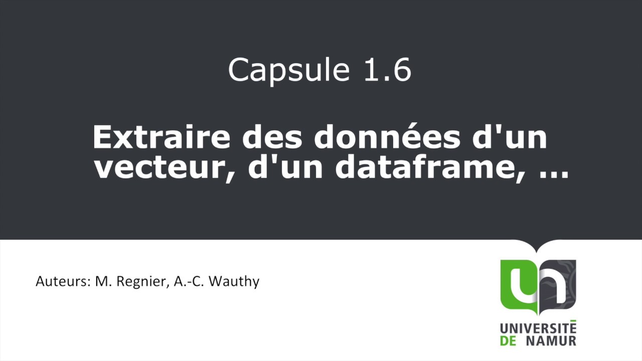 Vidéo 1.6 Extraction de données
