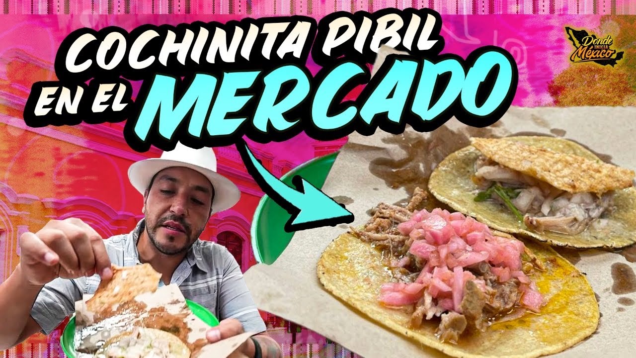 COCHINITA PIBIL en el MERCADO de Mérida, Yucatan.
