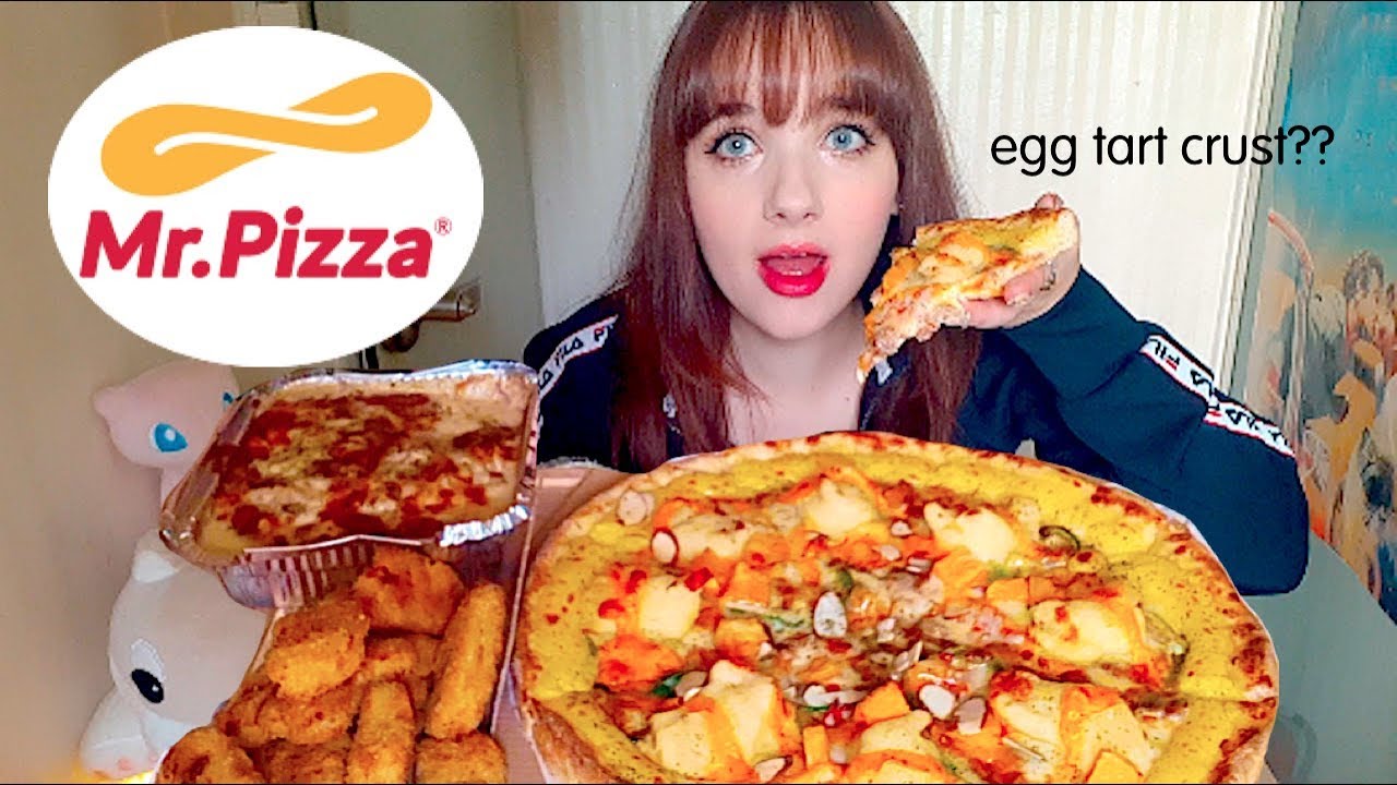 SWEET POTATO PIZZA WITH EGG TART CRUST 🍠 DREAM PIZZA MUKBANG 스윗하구마 피자 먹방