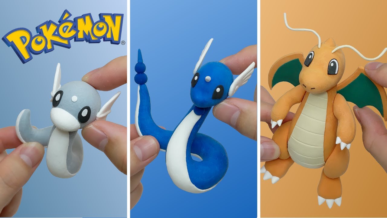 Pokemon Figures Making - Dratini, Dragonair, Dragonite | Clay Art / Pokemon toys