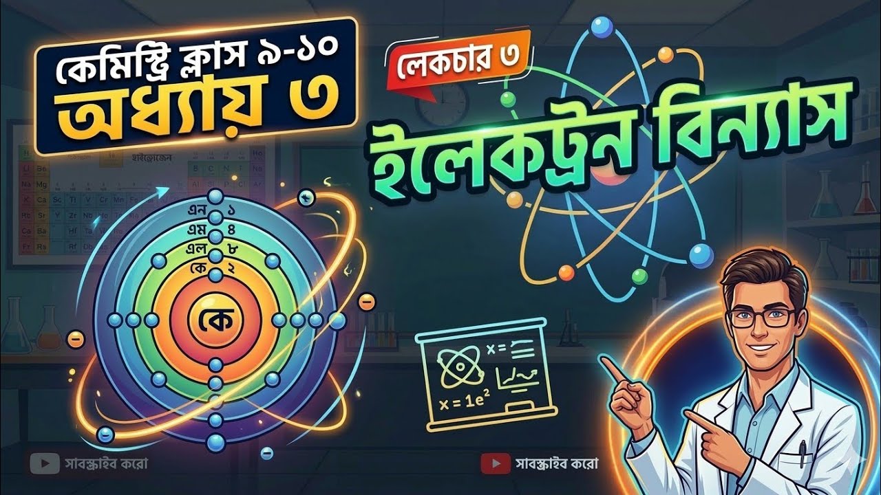 রসায়ন ৷ অধ্যায় (৯ম -১০ম) পরমানুর গঠন ৷ লেকচার ৩ ( ইলেক্ট্রন বিন্যাস ) 